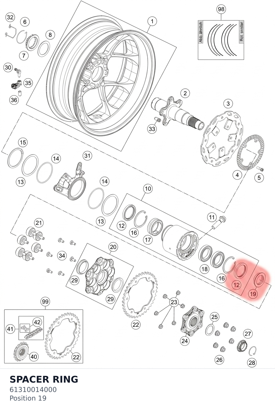 Diagram preview: SPACER RING (61310014000)