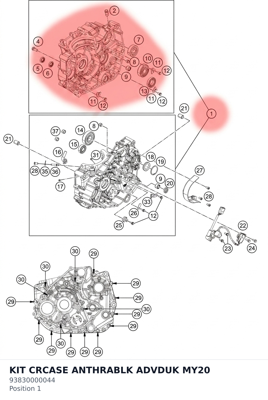Diagram preview: KIT CRCASE ANTHRABLK ADVDUK MY20 (93830000044)