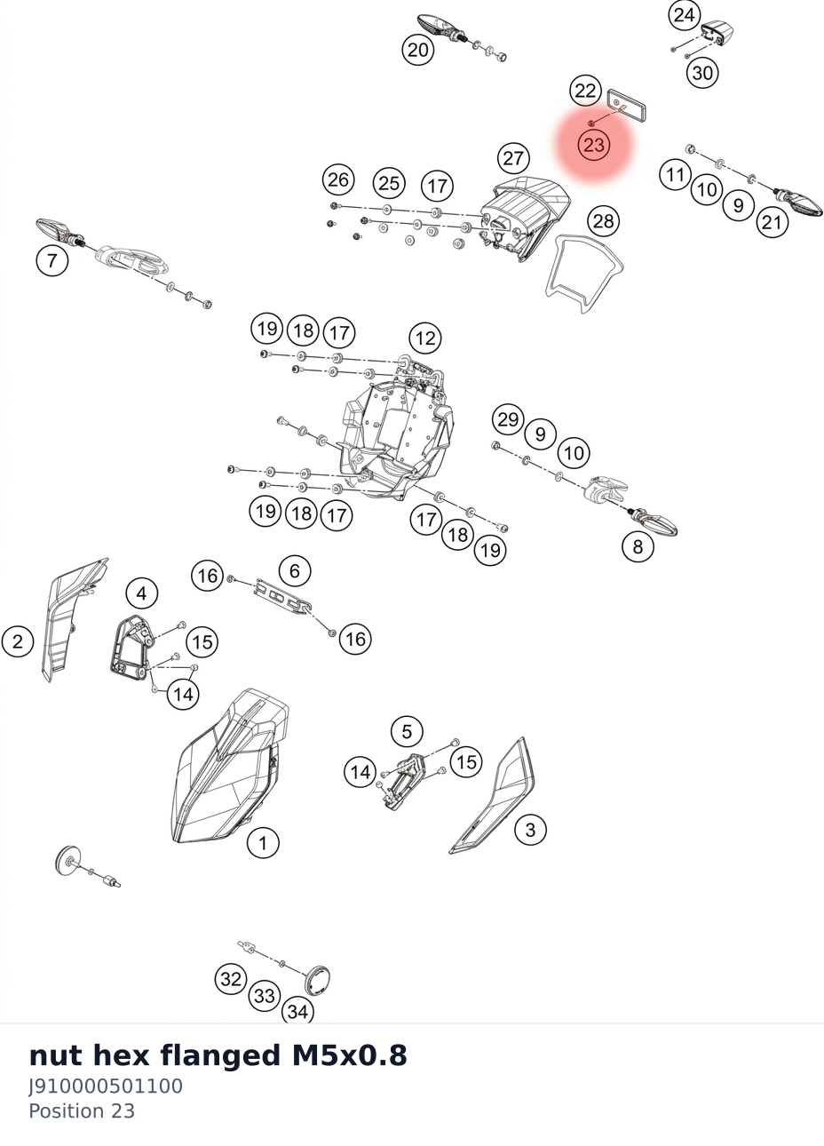 Diagram preview: nut hex flanged M5x0.8 (J910000501100)