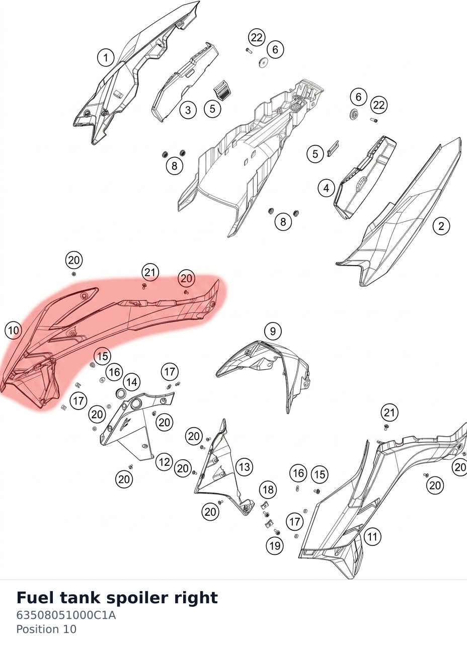 Diagram preview: Fuel tank spoiler right (63508051000C1A)