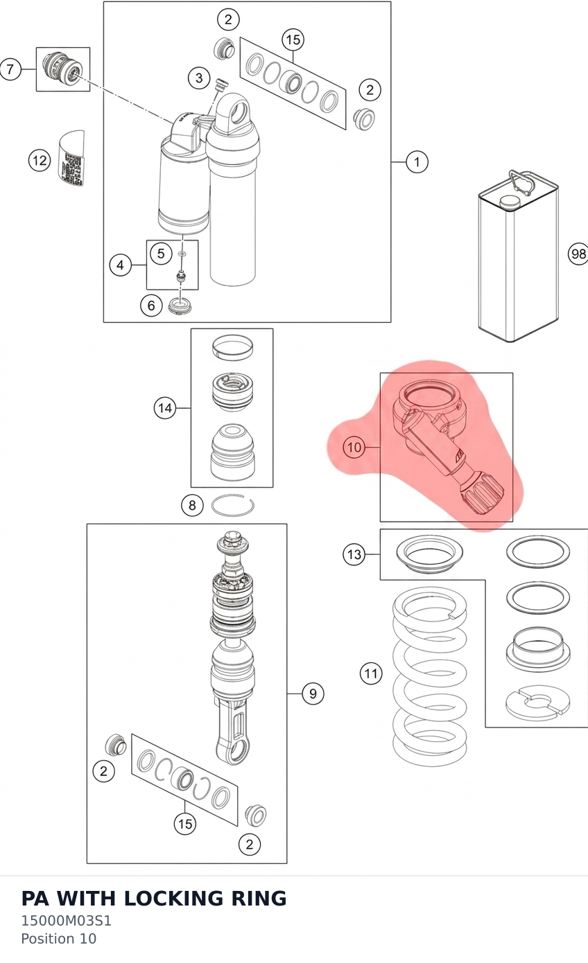 Diagram preview: PA WITH LOCKING RING (15000M03S1)