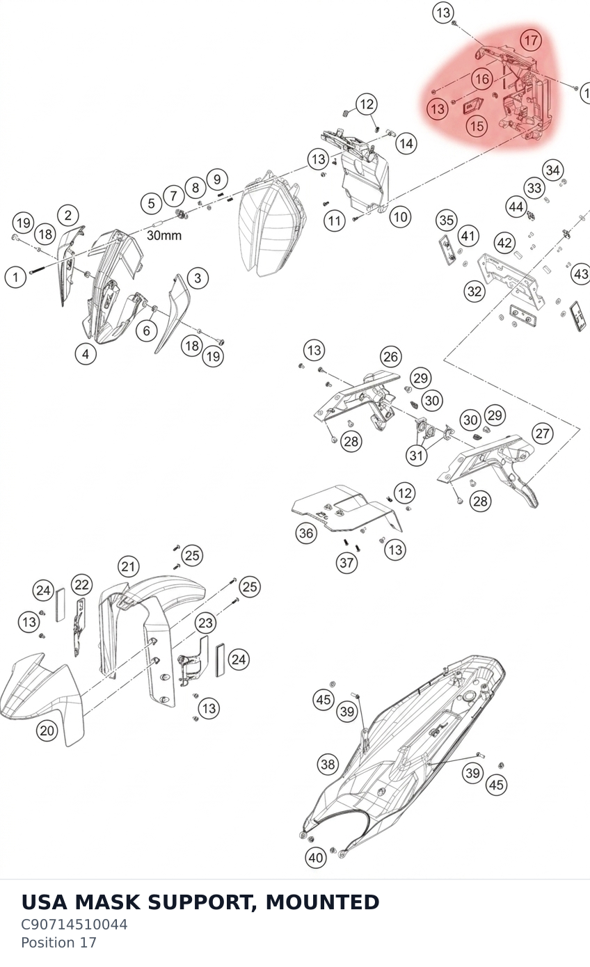 Diagram preview: USA MASK SUPPORT, MOUNTED (C90714510044)