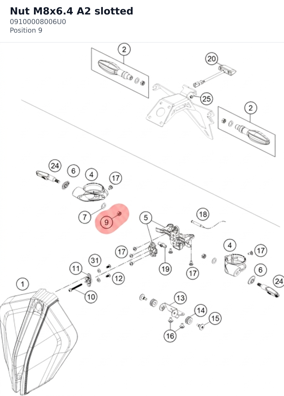 Diagram preview: Nut M8x6.4 A2 slotted (09100008006U0)