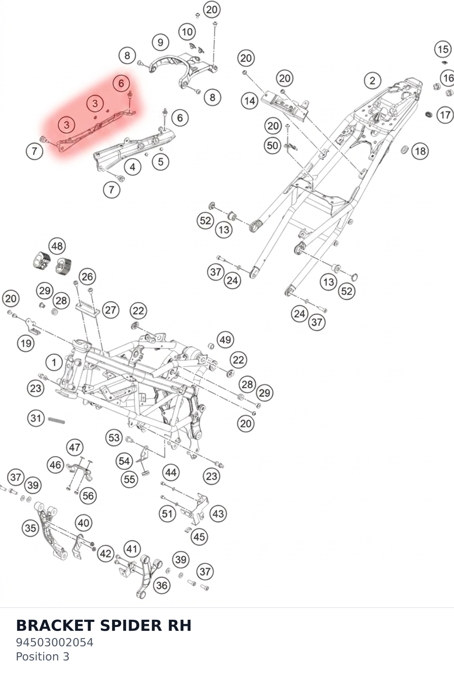 Diagram preview: BRACKET SPIDER RH (94503002054)