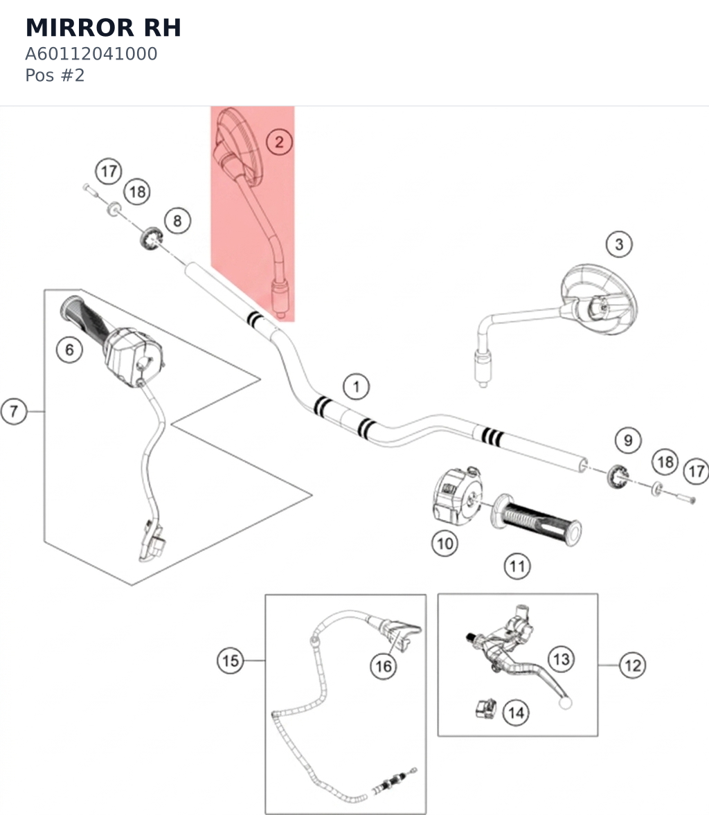 Diagram preview: MIRROR RH (A60112041000)