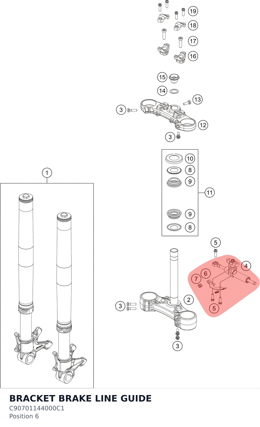 Diagram preview: BRACKET BRAKE LINE GUIDE (C90701144000C1)
