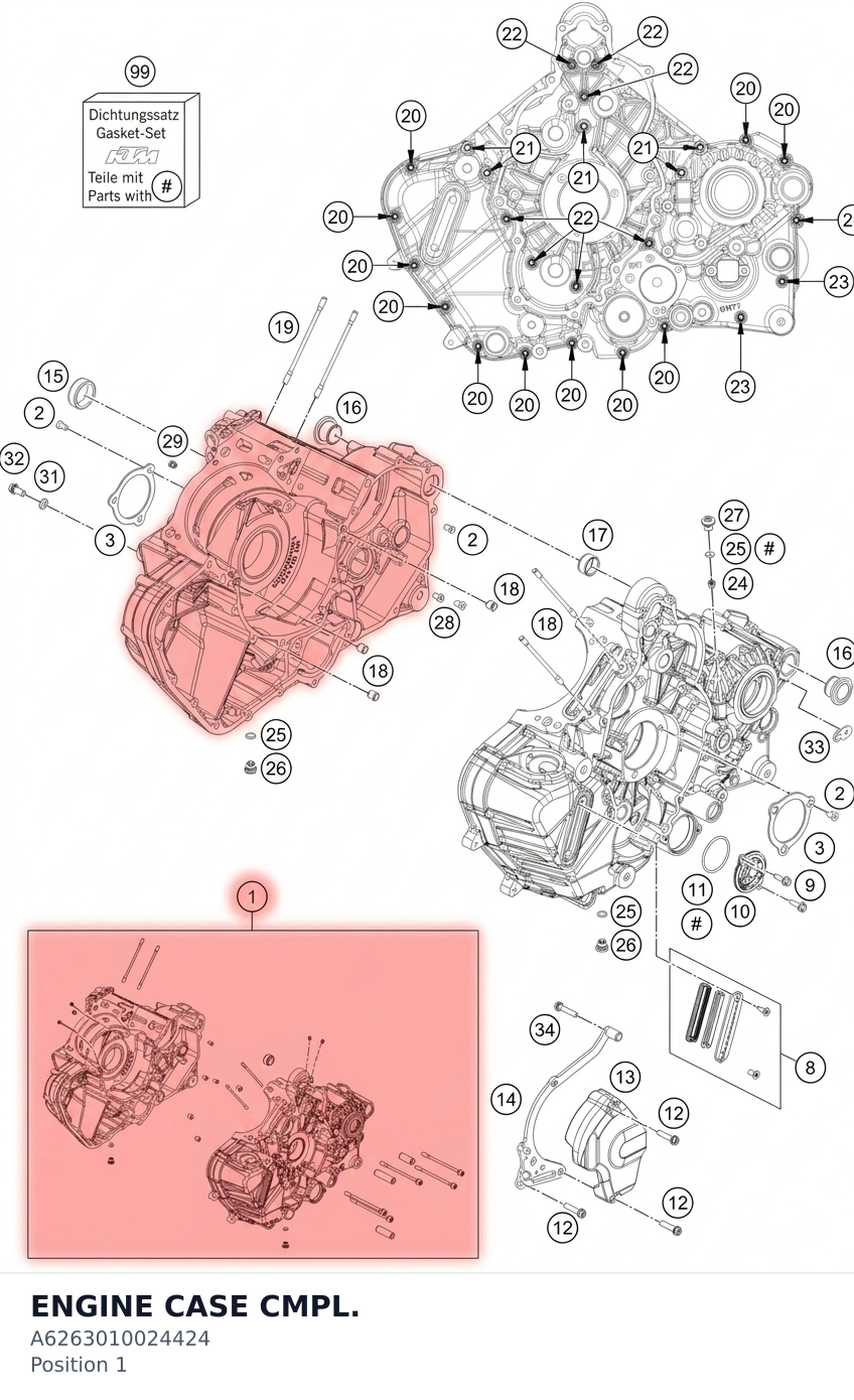 Diagram preview: ENGINE CASE CMPL. (A6263010024424)