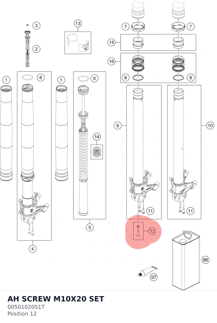 Diagram preview: AH SCREW M10X20 SET (00501020S1T)