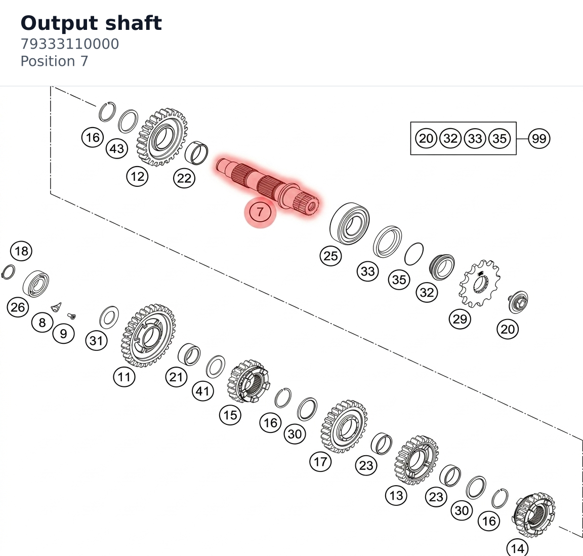 Diagram preview: Output shaft (79333110000)