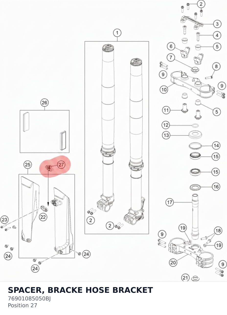 Diagram preview: SPACER, BRACKE HOSE BRACKET (76901085050BJ)
