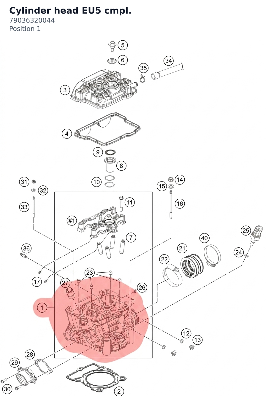 Diagram preview: Cylinder head EU5 cmpl. (79036320044)