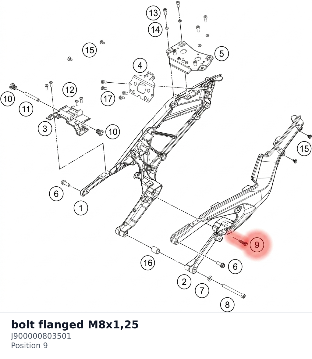 Diagram preview: bolt flanged M8x1,25 (J900000803501)