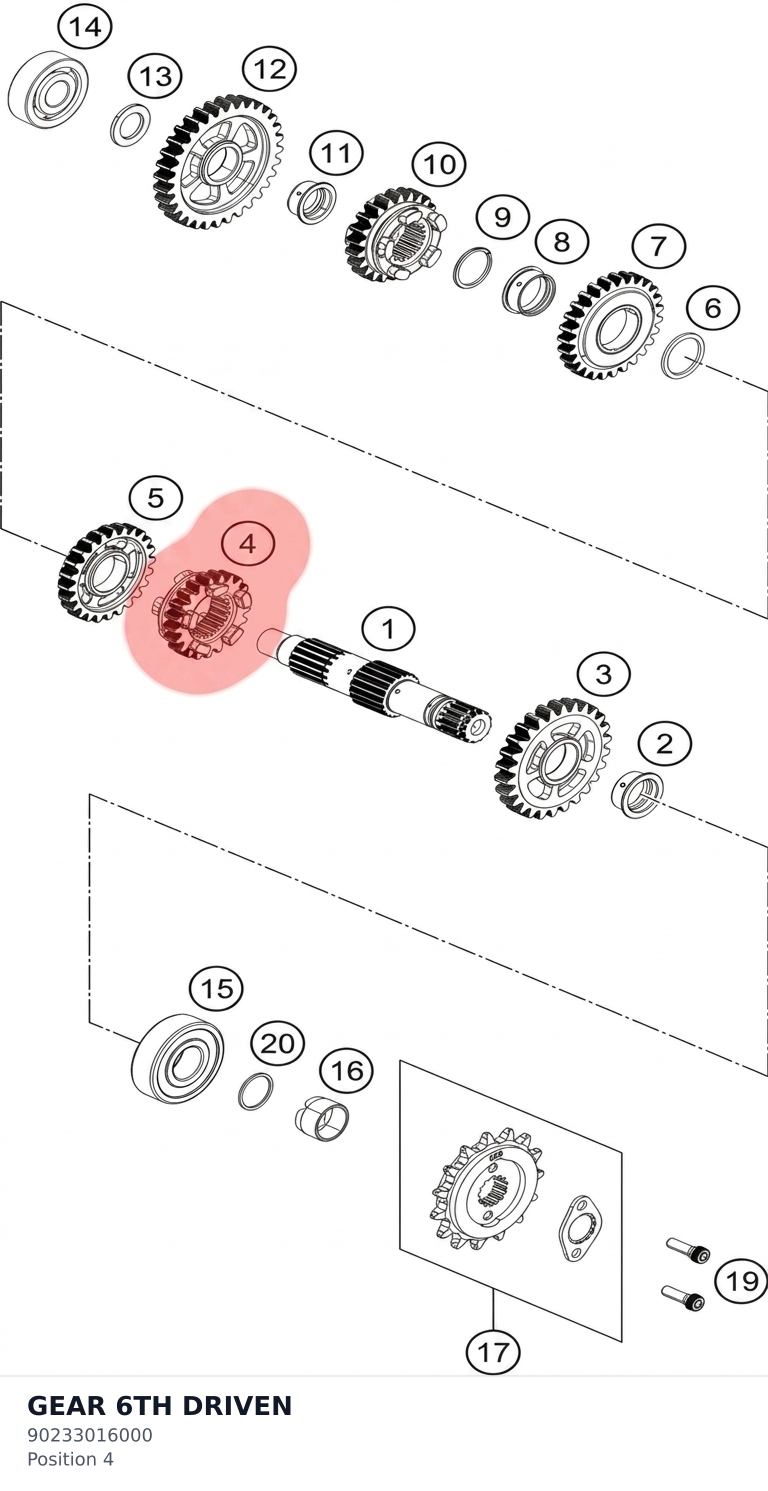 Diagram preview: GEAR 6TH DRIVEN (90233016000)