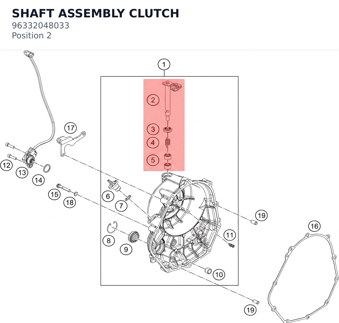 Diagram preview: SHAFT ASSEMBLY CLUTCH (96332048033)