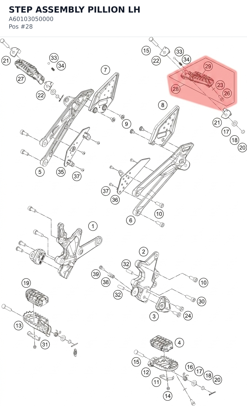 Diagram preview: STEP ASSEMBLY PILLION LH (A60103050000)