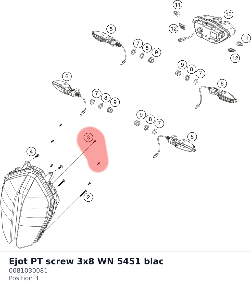 Diagram preview: Ejot PT screw 3x8 WN 5451 blac (0081030081)
