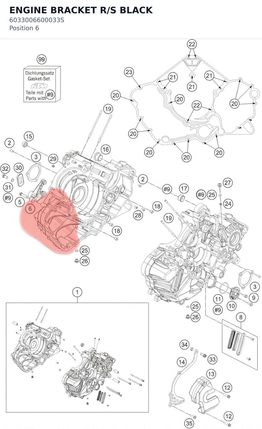 Diagram preview: ENGINE BRACKET R/S BLACK (6033006600033S)