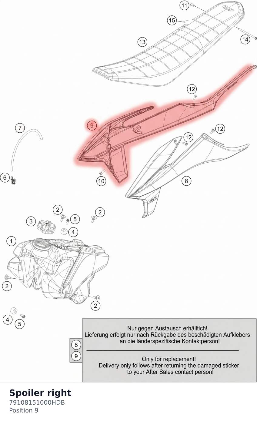 Diagram preview: Spoiler right (79108151000HDB)