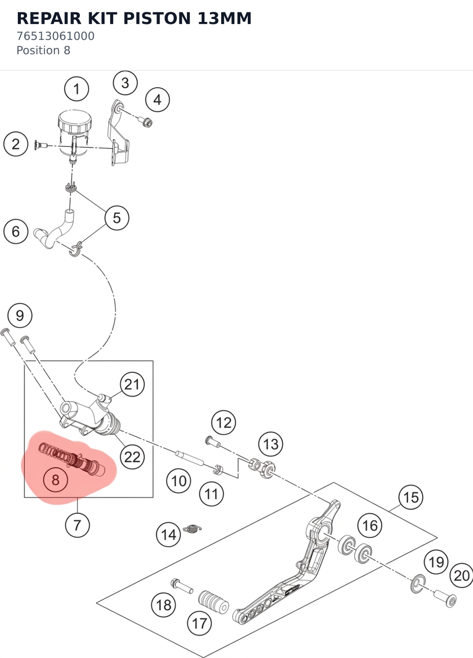Diagram preview: REPAIR KIT PISTON 13MM (76513061000)