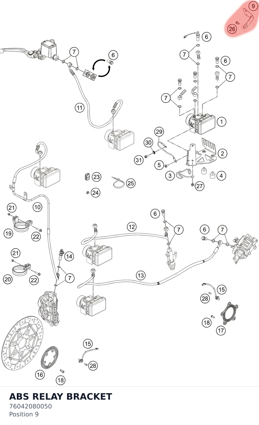 Diagram preview: ABS RELAY BRACKET (76042080050)
