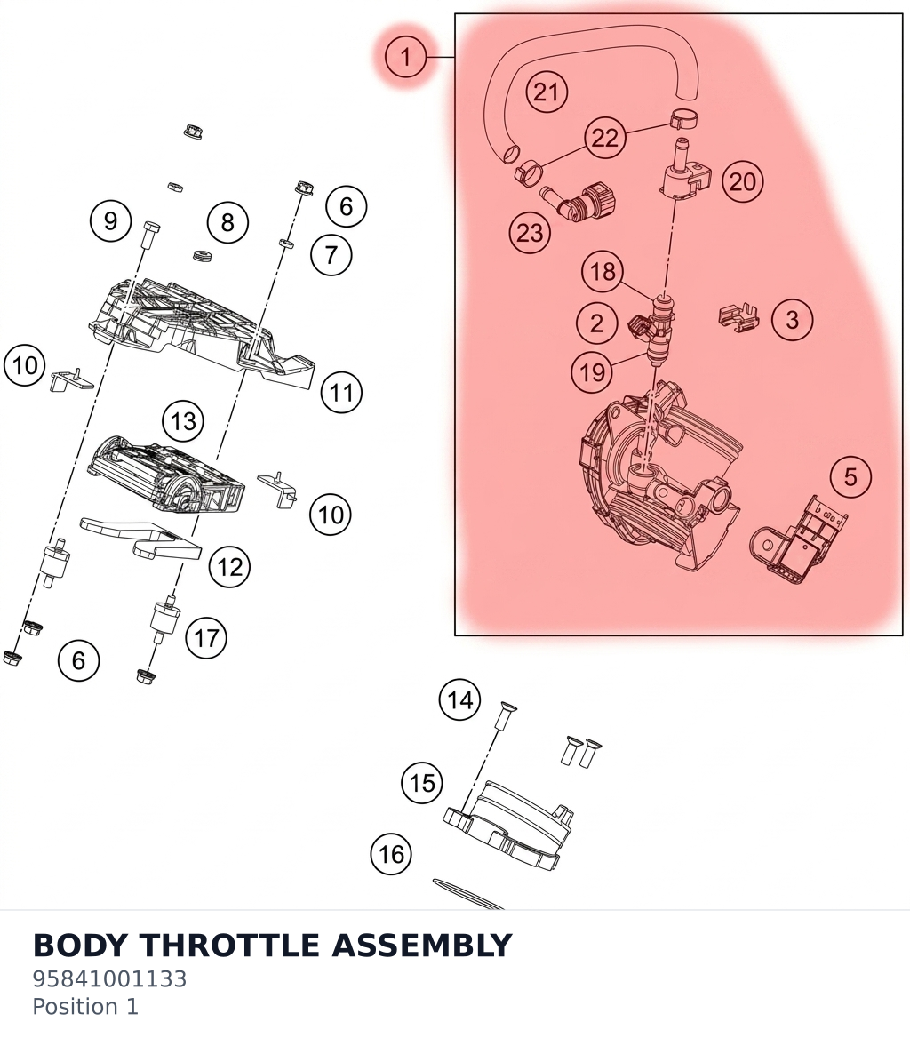 Diagram preview: BODY THROTTLE ASSEMBLY (95841001133)