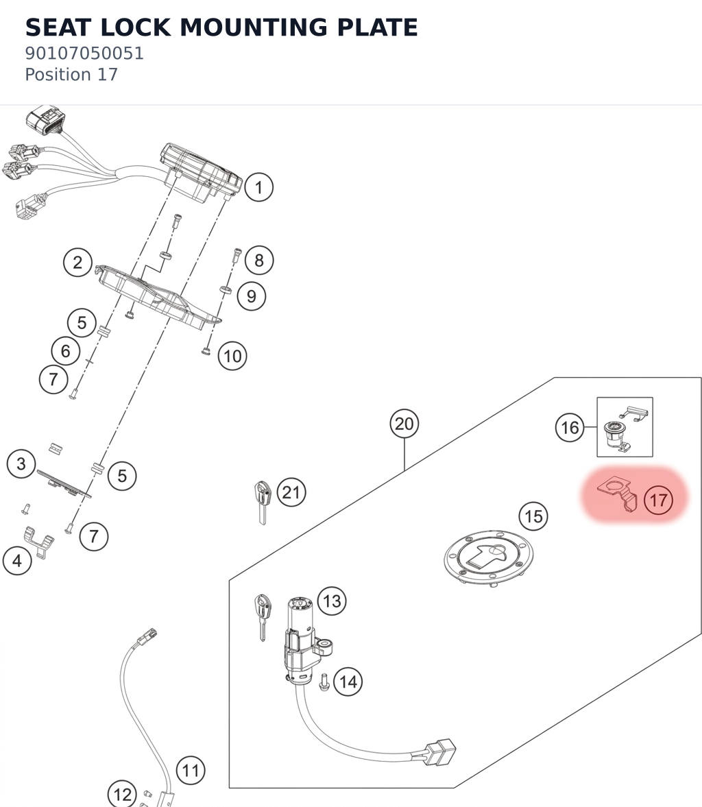 Diagram preview: SEAT LOCK MOUNTING PLATE (90107050051)