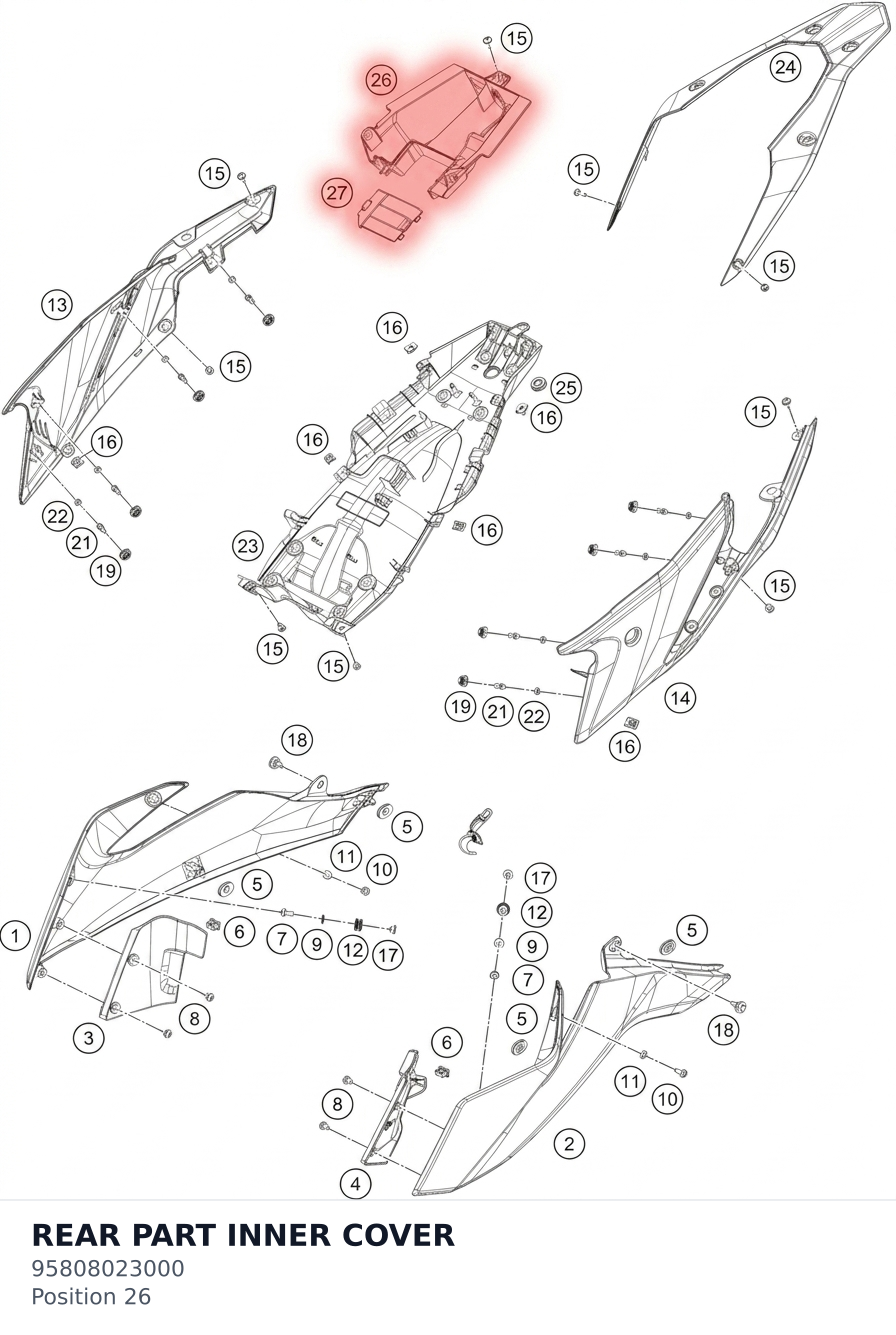 Diagram preview: REAR PART INNER COVER (95808023000)