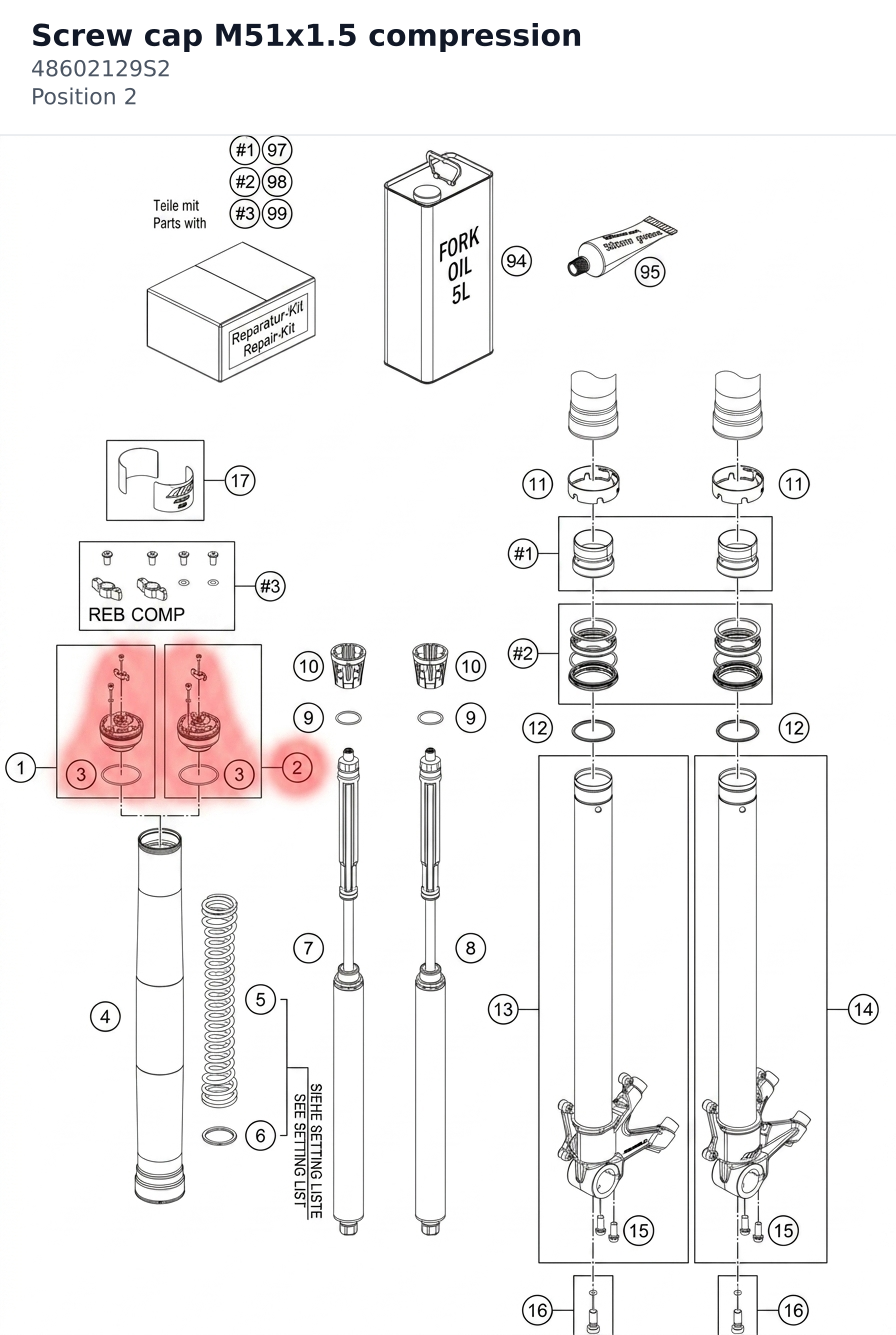 Diagram preview: Screw cap M51x1.5 compression (48602129S2)