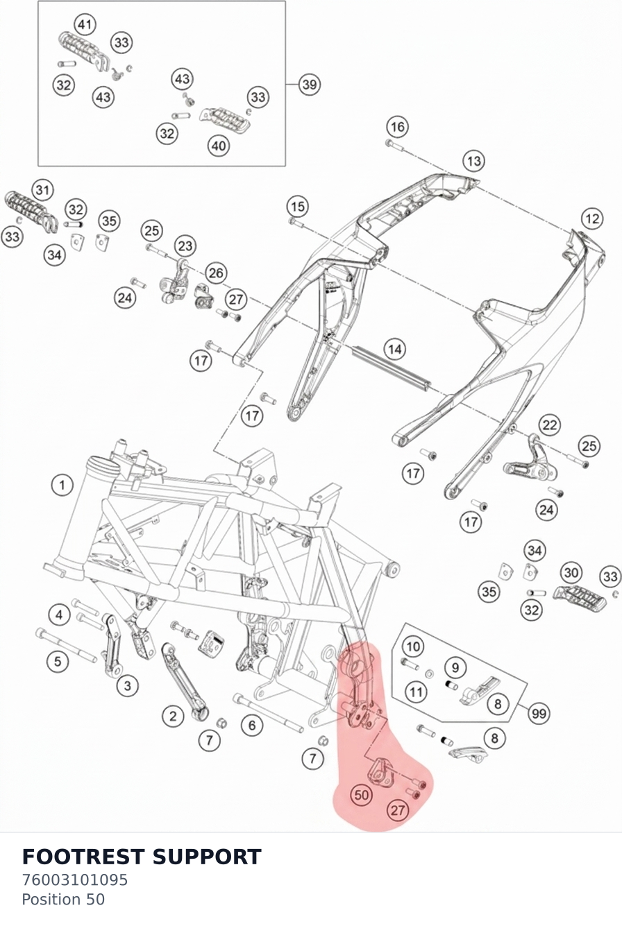 Diagram preview: FOOTREST SUPPORT (76003101095)