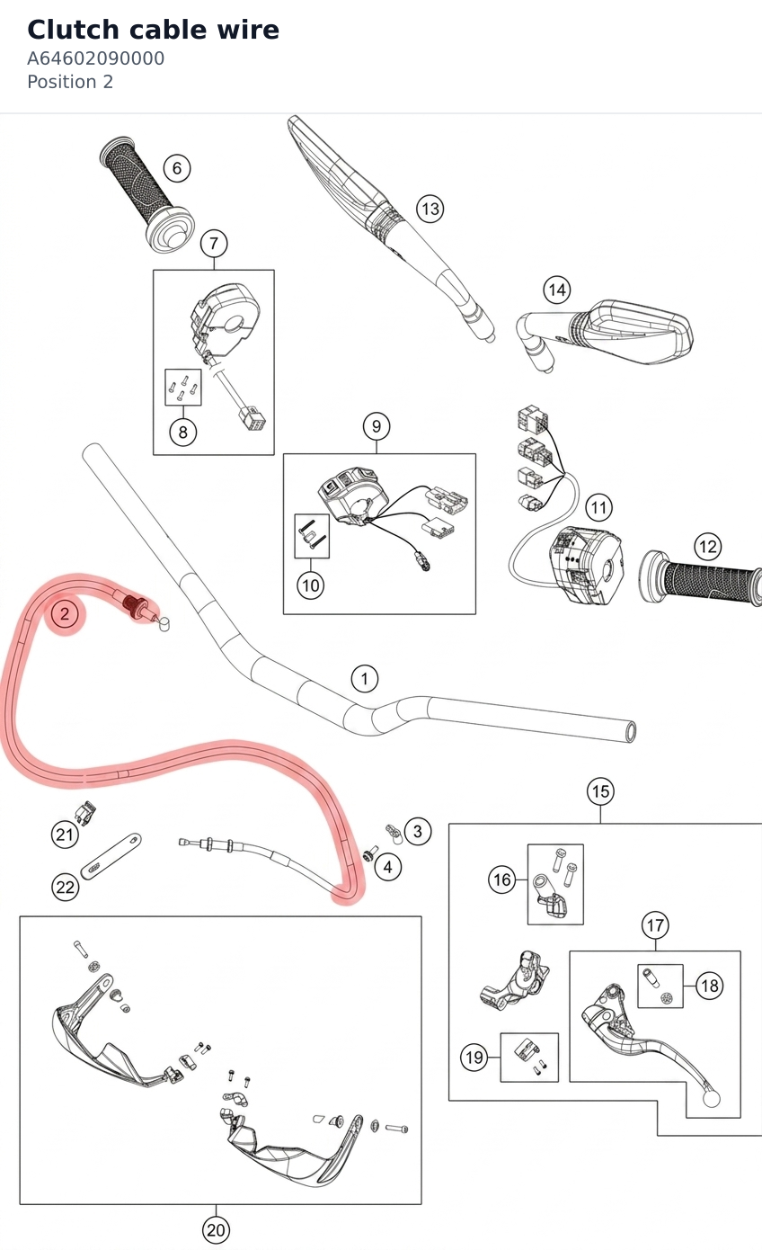 Diagram preview: Clutch cable wire (A64602090000)