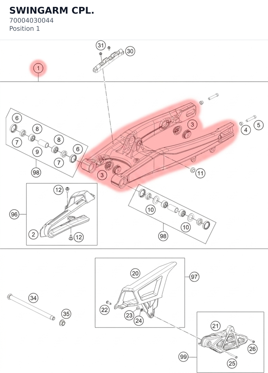 Diagram preview: SWINGARM CPL. (70004030044)