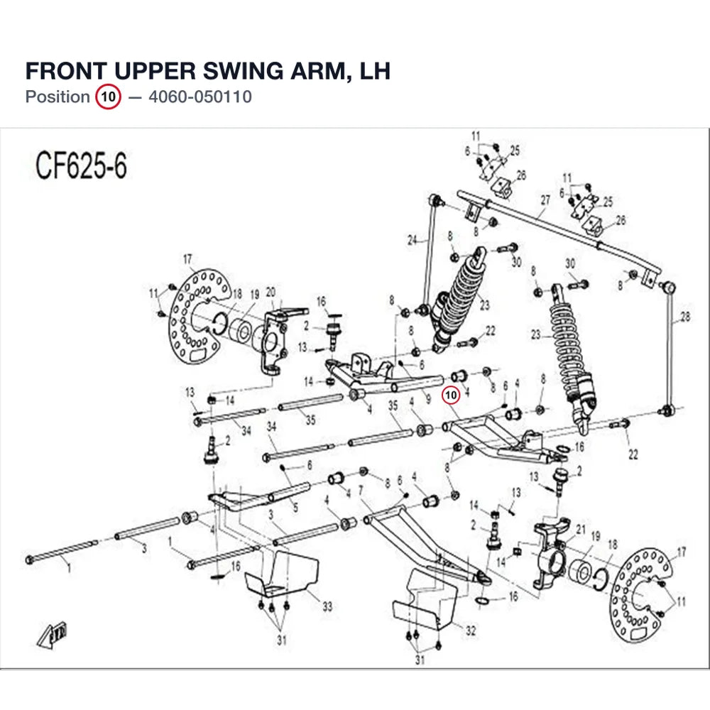 FRONT UPPER SWING ARM, LH product image