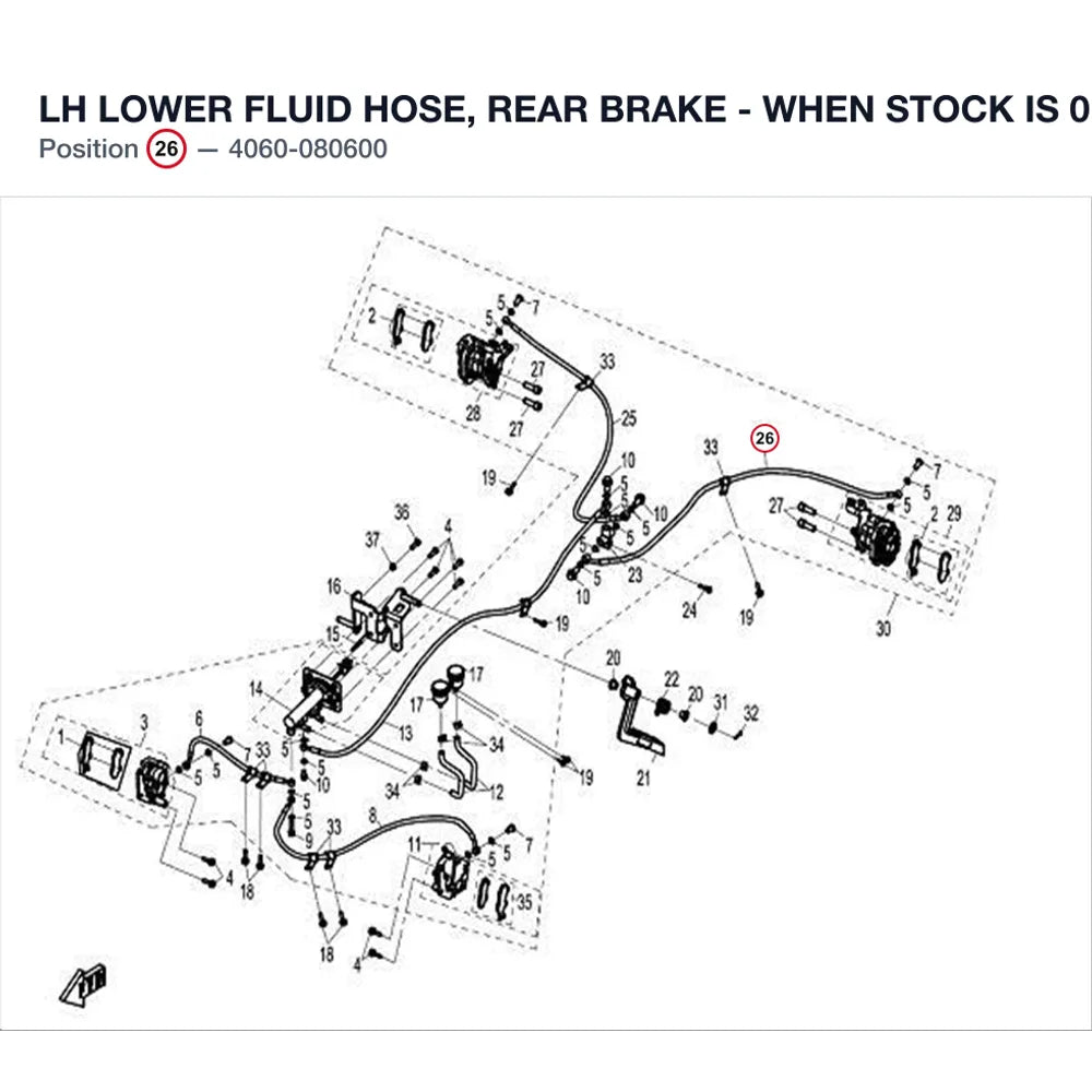 LH LOWER FLUID HOSE, REAR BRAKE - WHEN STOCK IS 0 THIS ITEM IS NO LONGER AVAILABLE product image