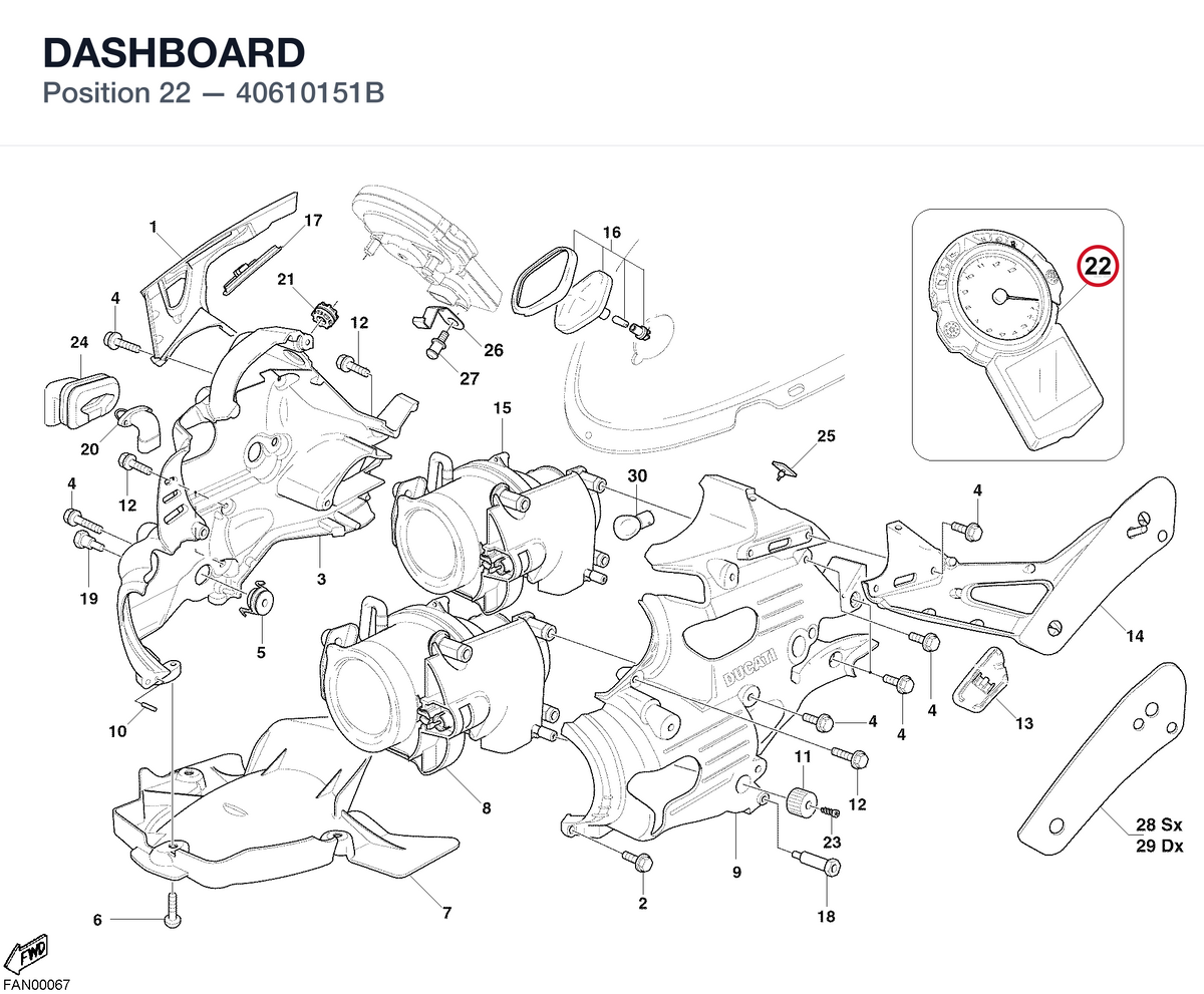 DASHBOARD 40610151B diagram position