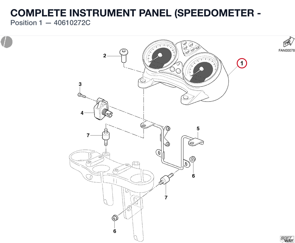 COMPLETE INSTRUMENT PANEL (SPEEDOMETER - 40610272C diagram position
