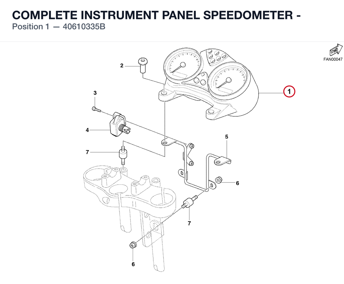 COMPLETE INSTRUMENT PANEL SPEEDOMETER - 40610335B diagram position