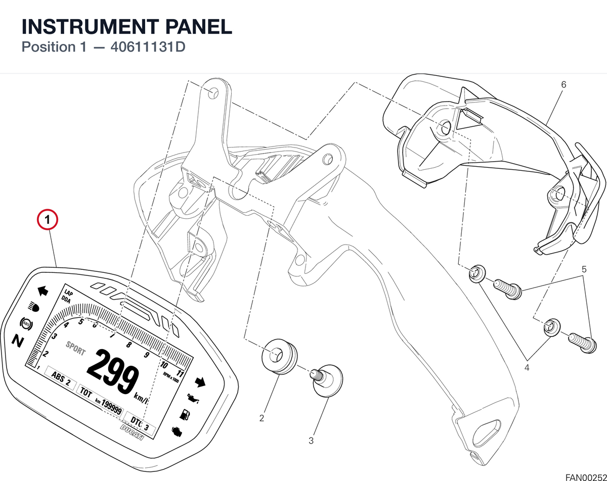 INSTRUMENT PANEL 40611131D diagram position