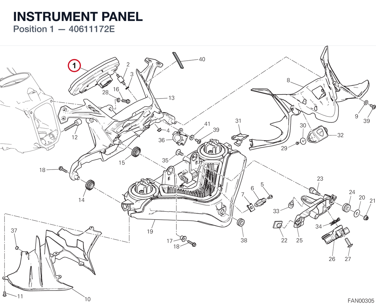 INSTRUMENT PANEL 40611172E diagram position