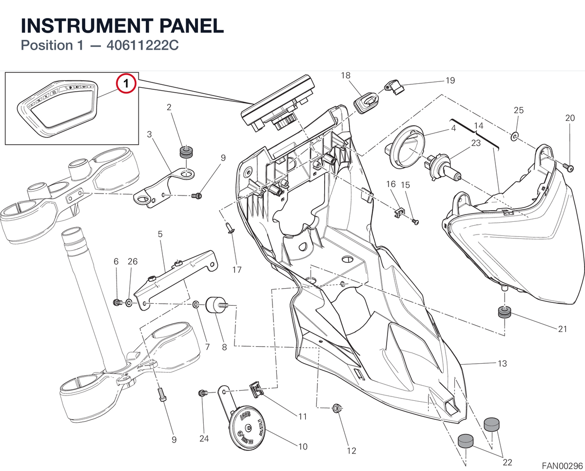 INSTRUMENT PANEL 40611222C diagram position