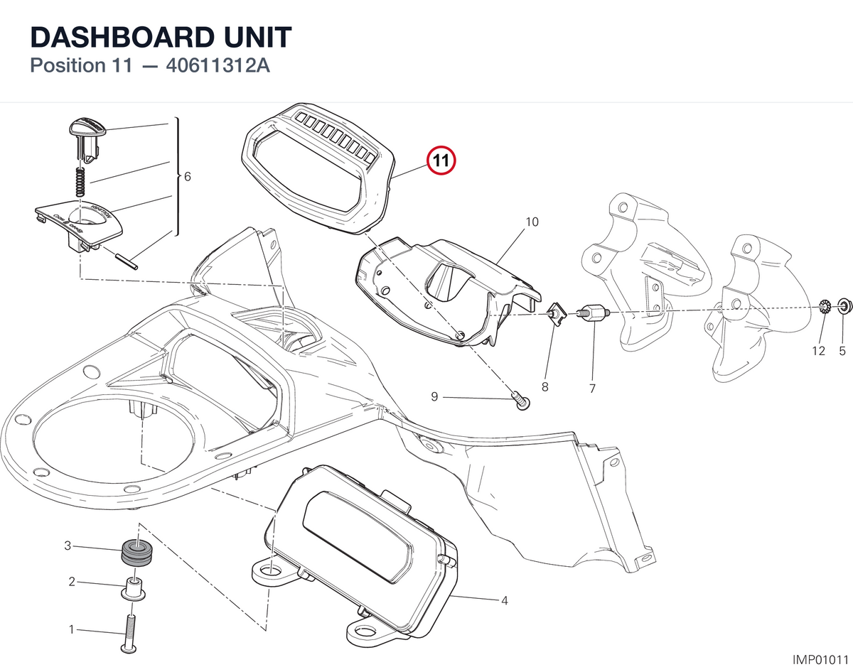 DASHBOARD UNIT 40611312A diagram position