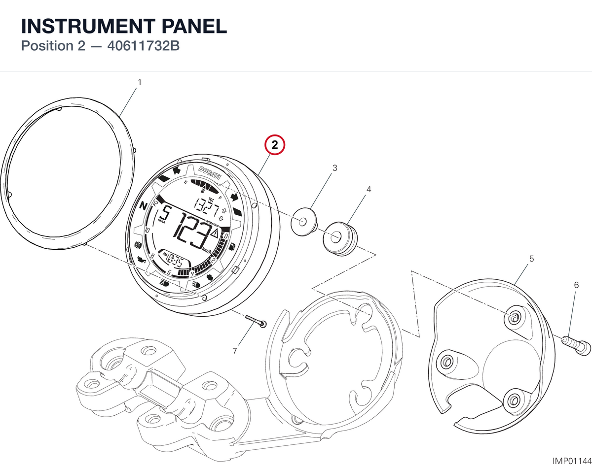 INSTRUMENT PANEL 40611732B diagram position
