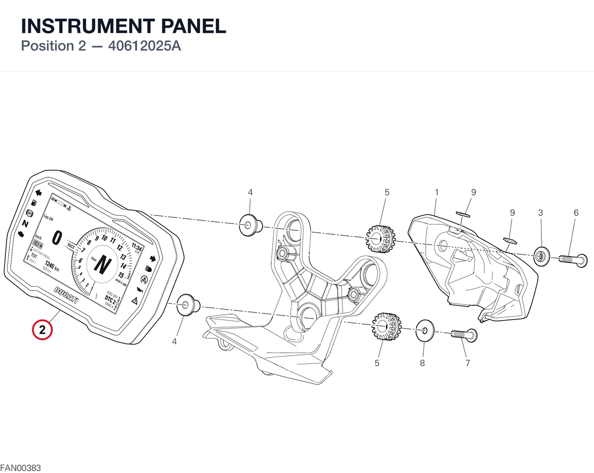INSTRUMENT PANEL 40612025A diagram position