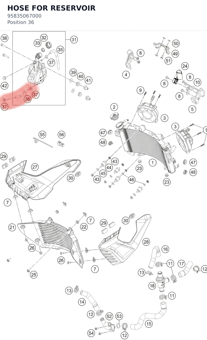 Diagram preview: HOSE FOR RESERVOIR (95835067000)