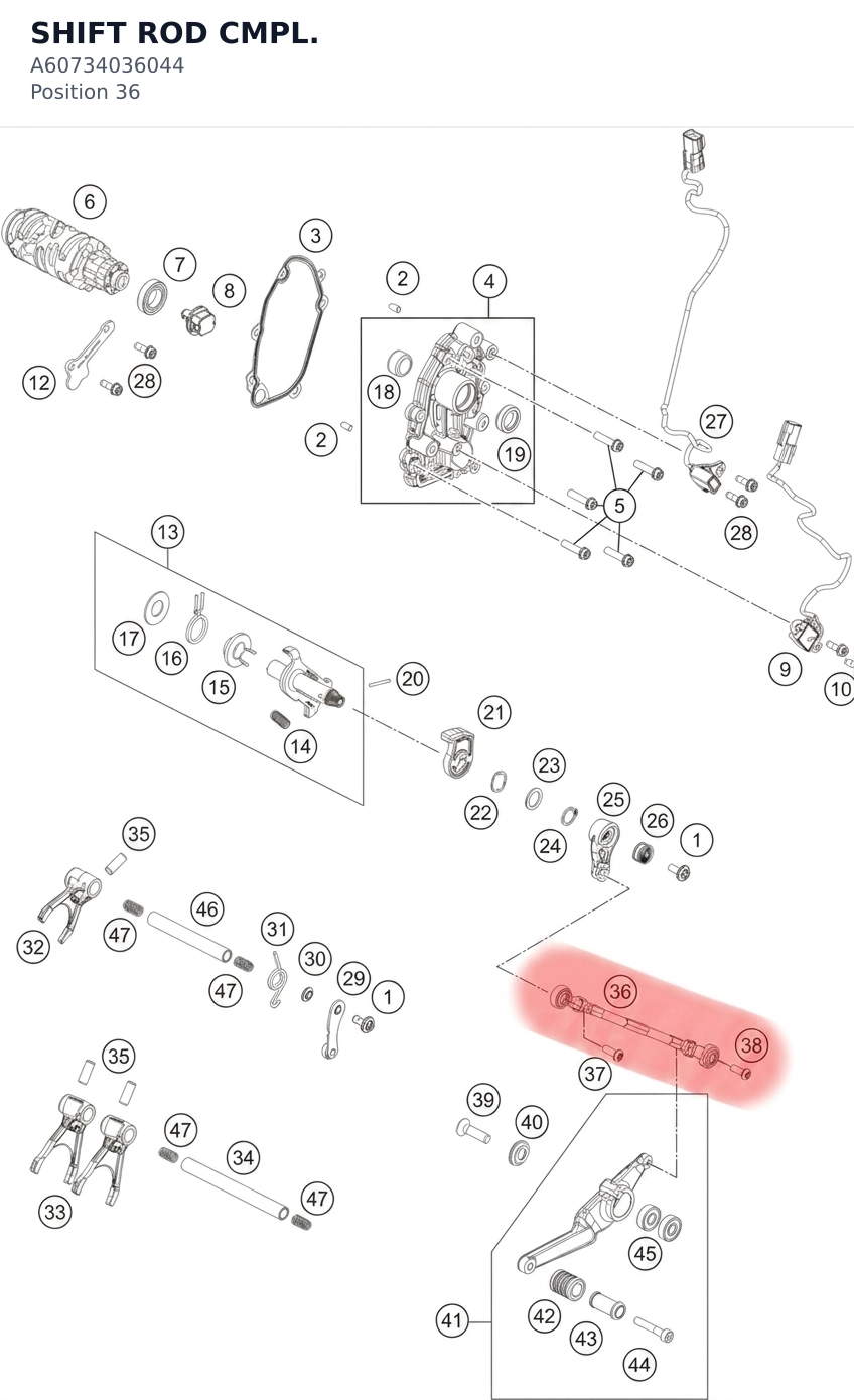 Diagram preview: SHIFT ROD CMPL. (A60734036044)