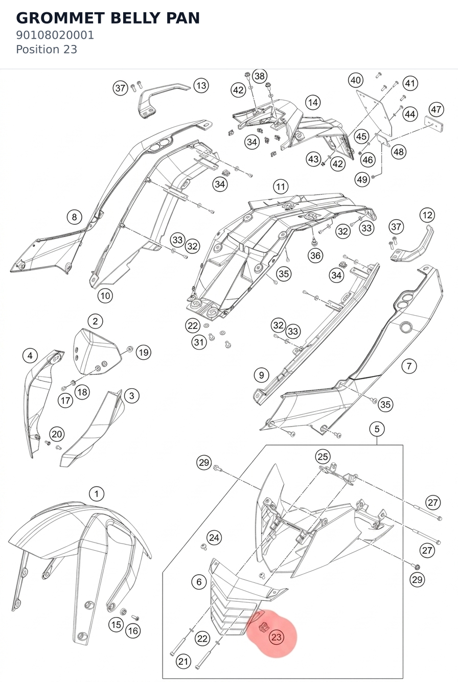 Diagram preview: GROMMET BELLY PAN (90108020001)