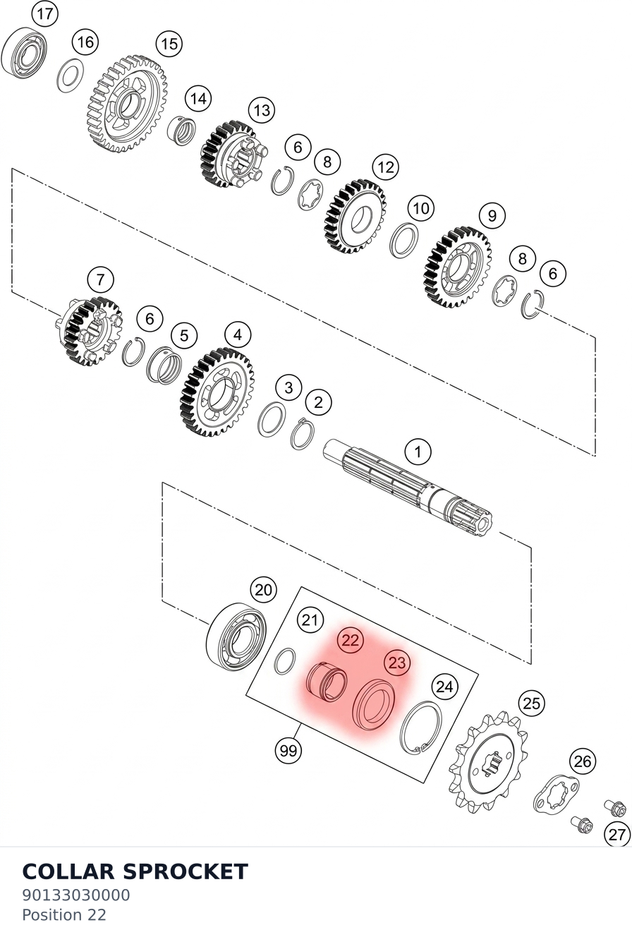 Diagram preview: COLLAR SPROCKET (90133030000)