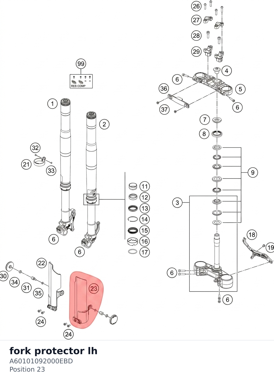 Diagram preview: fork protector lh (A60101092000EBD)