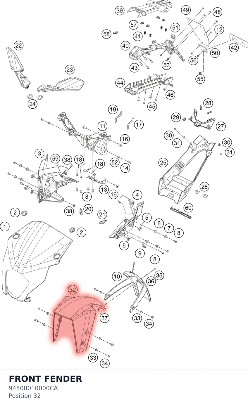 Diagram preview: FRONT FENDER (94508010000CA)