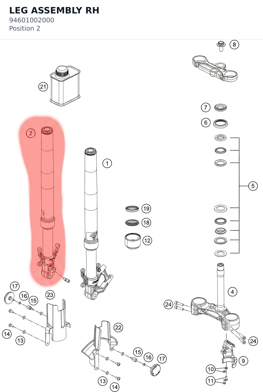Diagram preview: LEG ASSEMBLY RH (94601002000)