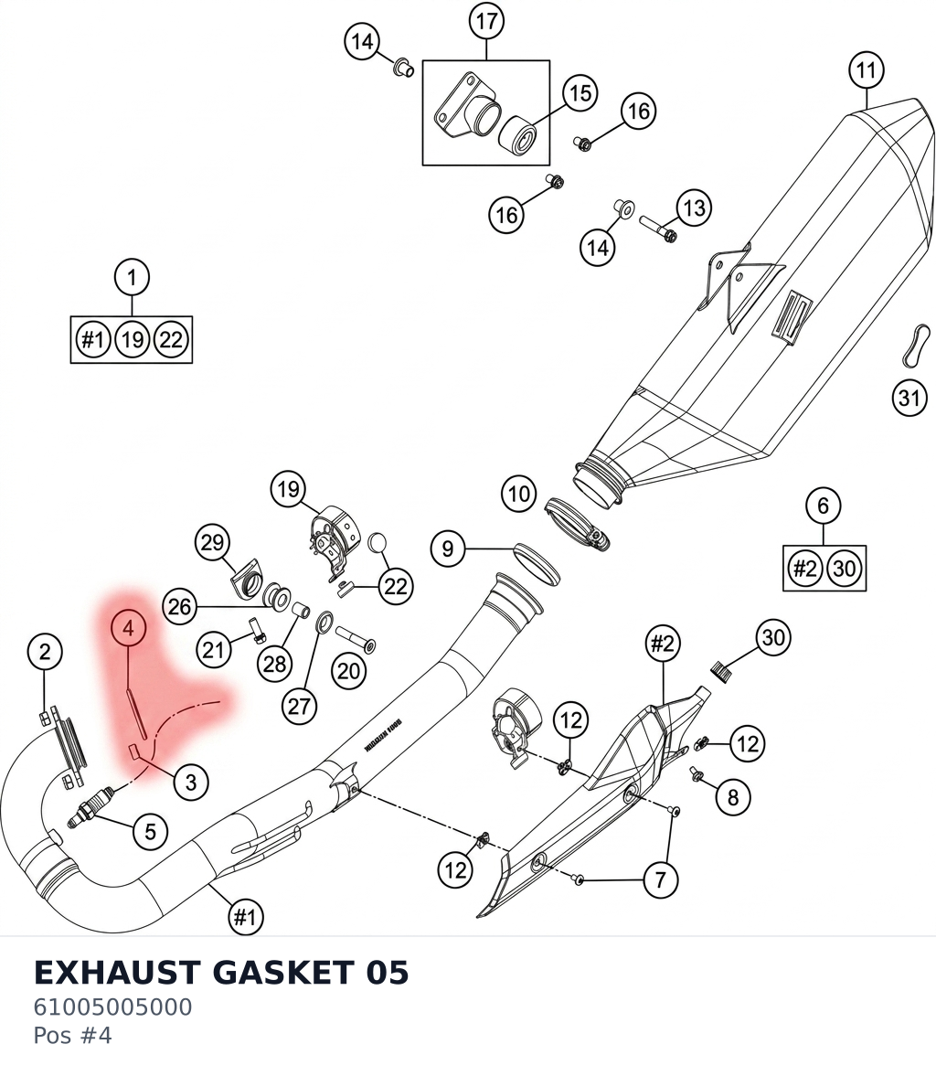 Diagram preview: EXHAUST GASKET 05 (61005005000)
